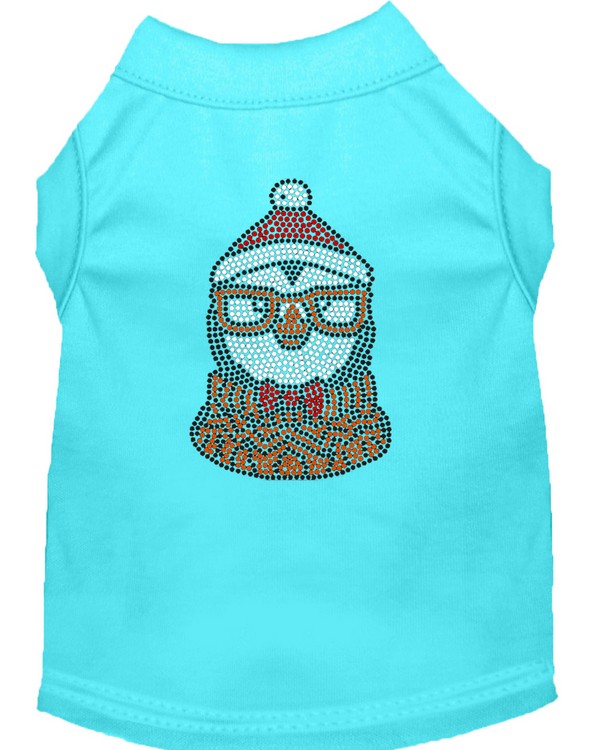 Hipster Penguin Rhinestone Dog Shirt Aqua Sm